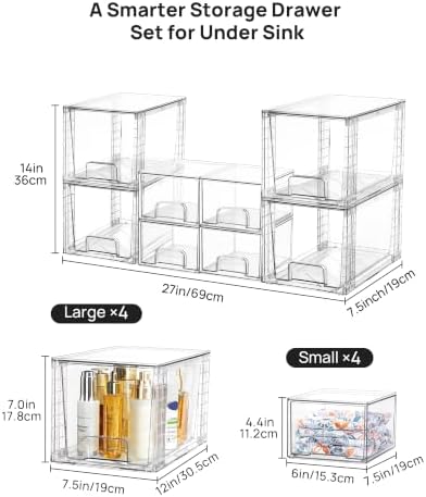 Vtopmart 8 Pack Clear Pull-Out Under Sink Organizer Set