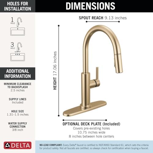 Delta Nicoli Brushed Gold Pull-Down Kitchen Faucet 19867LF-CZ