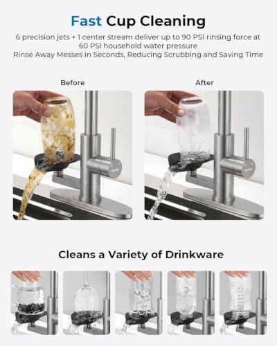 Kitchen Faucet with Glass Rinser, Pull Down Sparyer, 3 Water Modes