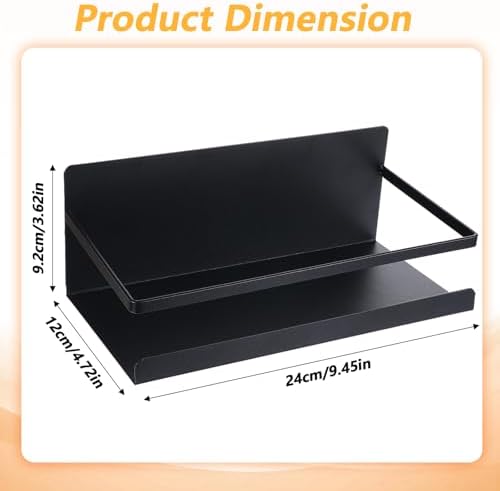 4-Pack Black Magnetic Spice Racks for Refrigerator