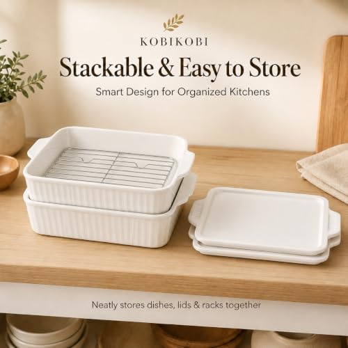 12"Square Baking Pans with Lid Sets of 2, with Roasting Racks