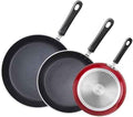 Cook N Home Professional 8/9.5/11 Inch Nonstick Frying Pan Set, Kitchen Cooking Skillets Saute Fry Pan, Induction Compatible, 3-Piece, Red