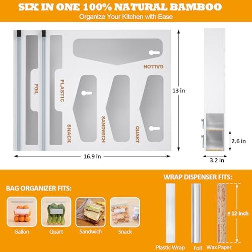 DALSHABET Bamboo Bag Organizer with Magnetic Closure, 6 In 1 Kitchen