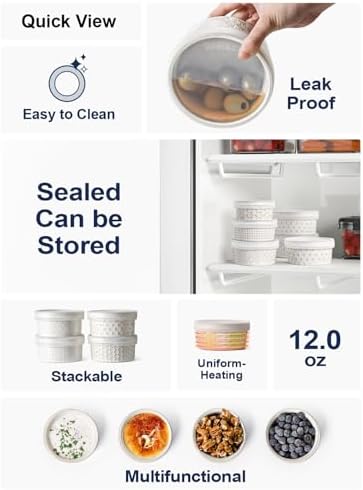 LE TAUCI Ramekins Oven Safe with Lids, 12 oz Ramikin Set for Creme