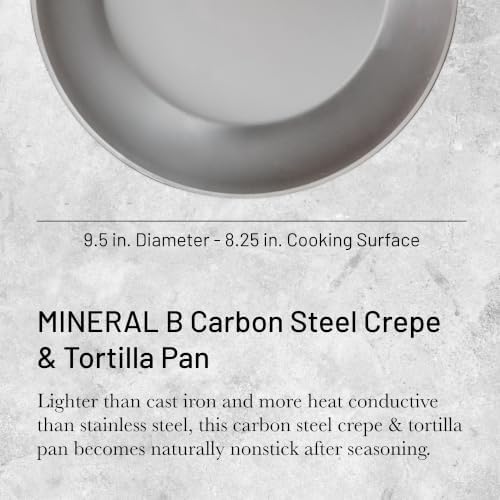 de Buyer MINERAL B Carbon Steel Crepe & Tortilla Pan - 9.5” Diameter