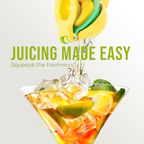 Zulay Metal Lemon Squeezer, Yellow/Green Manual Citrus Juicer