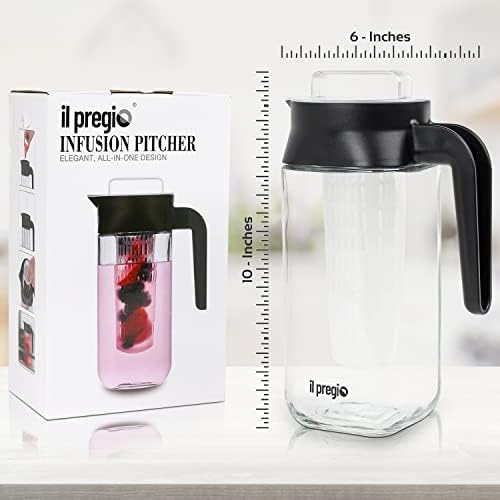 Small Glass Fruit Infuser Water Pitcher – 36 oz Borosilicate Glass