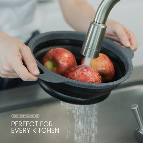 Collapsible Colander | 2-Pack Black Collapsible Strainer for Pasta
