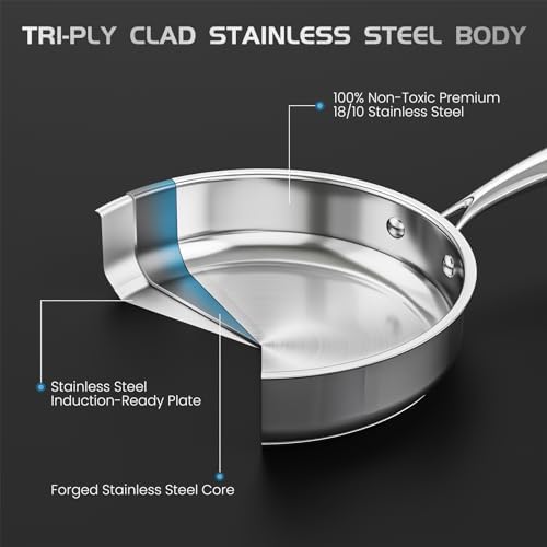 Meythway Pots and Pans Set Non Toxic, 16PCs Stainless Steel Cookware