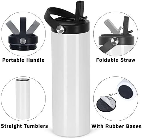 8 Pack Sublimation Tumbler Bulk 20oz Skinny Straight, Sublimation