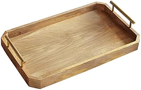 Tray Rustic Wood Serving Tray with Metal Handles Wooden Serving Trays