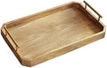 Breakfast Tray Rustic Wood Serving Tray with Metal Handles Wooden