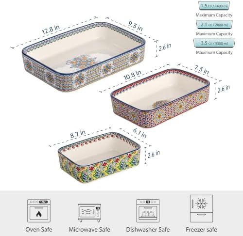 Ceramic Casserole Dishes Set of 3