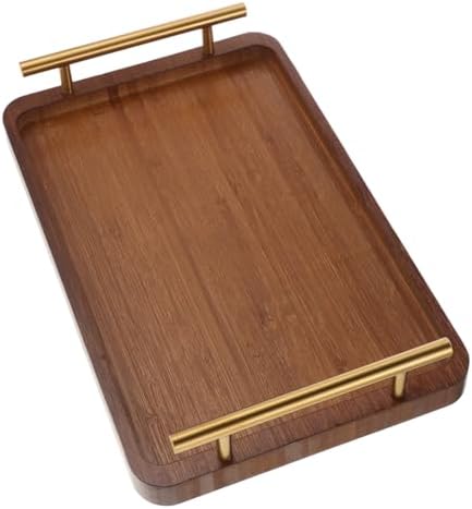 SOLUSTRE Wooden Serving Tray Rectangular Multi-Purpose Snack and Tea