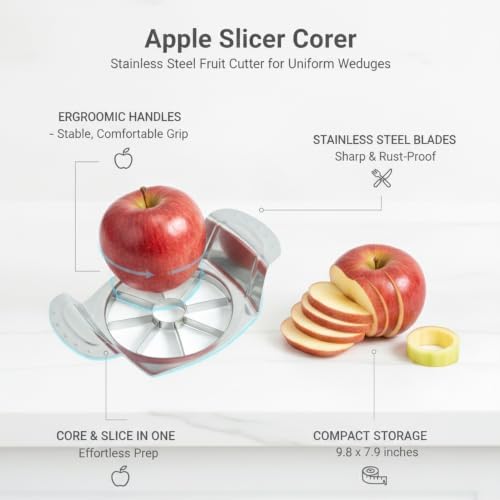 Kitchen Counter Apple Slicer, Stainless Steel Fruit Corer for Uniform