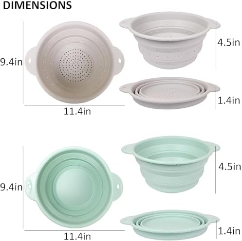 Collapsible Silicone Colander Basin Set, Thickened Strainer bowl, for
