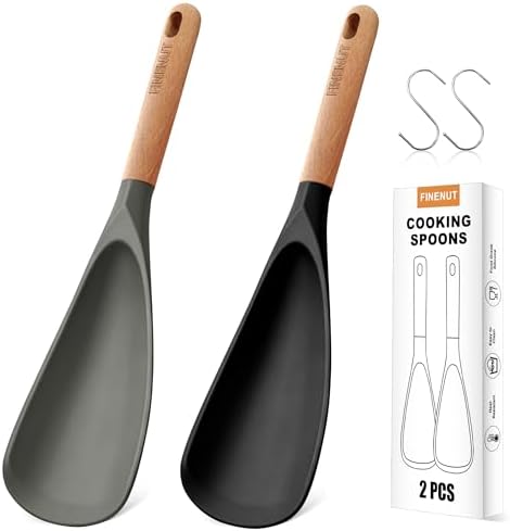 2-Pack Silicone Cooking Spoons, Multifunction Spatula & S-Hooks