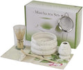 7-piece matcha kit includes matcha bowl. white speckled matcha tea set