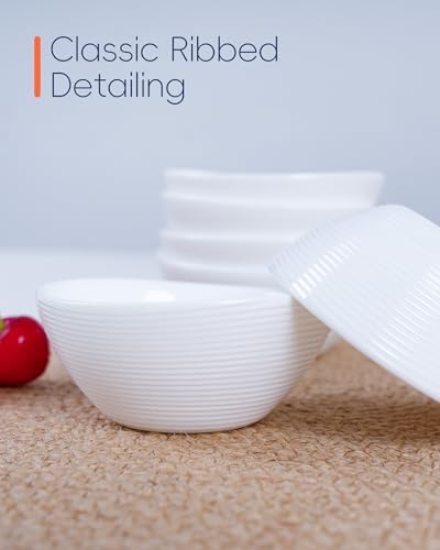 LaGlint 3 OZ White Dipping Bowl Set of 6, 3.5 Inch Opal Glass