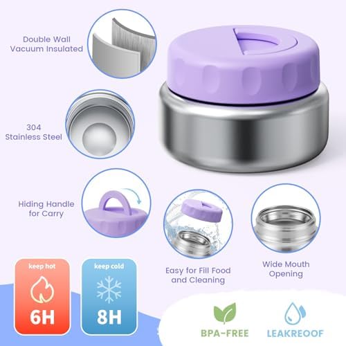 Kids Bento Lunch Box with Thermos, Leakproof Toddler Bento Box with