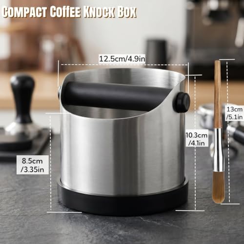 Coffee Grounds Knock Box, Small Stainless Steel Espresso Coffee Knock