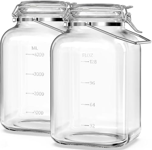 Folinstall 1.5 Gallon Glass Jars with Lids, 2PCS