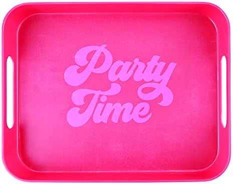 Slant Collections Bar Tray Pink and Red Retro Acrylic Serving Platter