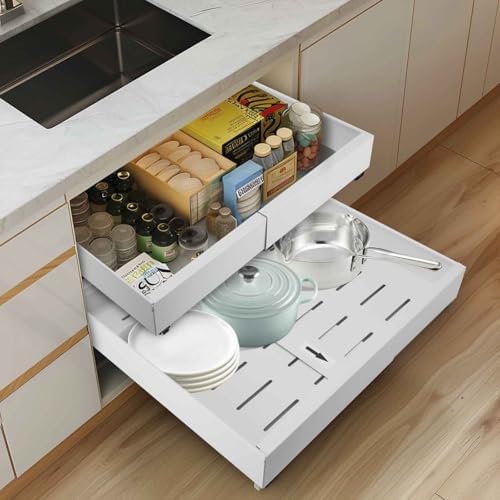 21" Deep Expandable Pull Out Cabinet Organizer,(12"-20")Slide Out