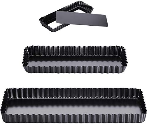 Boao 3 Pcs Rectangular Tart Pans with Removable Bottoms, 14''/10''/4''