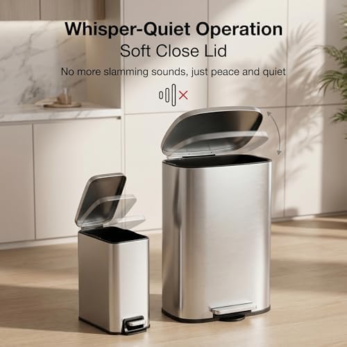 Kitchen Trash Can Combo Set, 13 Gallon and 1.6 Gallon