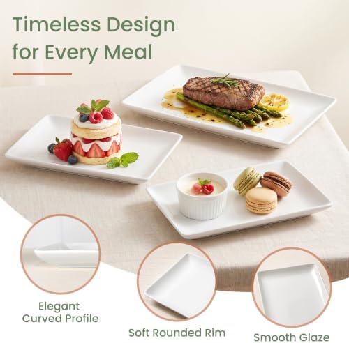 Kassel Ceramic Serving Platter Set 16”/14”/12” White Porcelain
