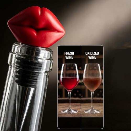 2 Packs Red and Pink Lips Wine Bottle Stopper - Novelty Bar Decor