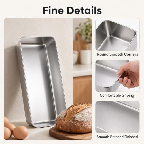 2 Pack Loaf Pans for Baking Bread Stainless Steel Loaf Pan