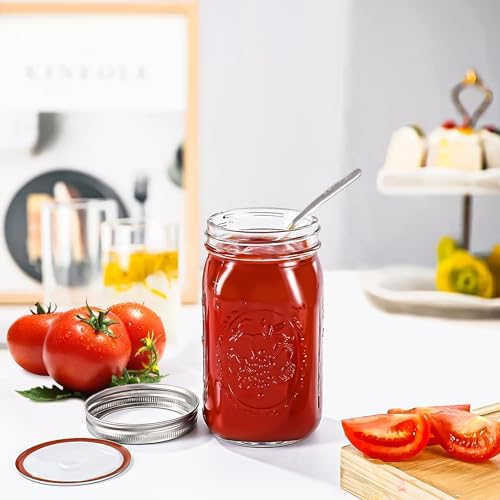 Miuyhji 4-Pack 32 oz Wide Mouth Glass Mason Jars with Lids