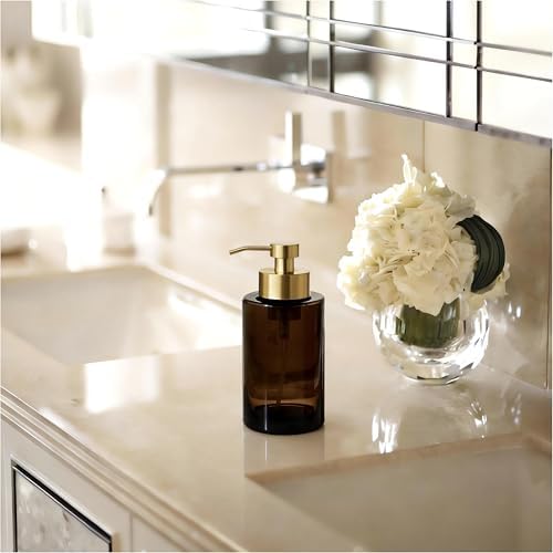 Bathroom Countertop Foaming Soap Dispenser Glass with Stainless Steel