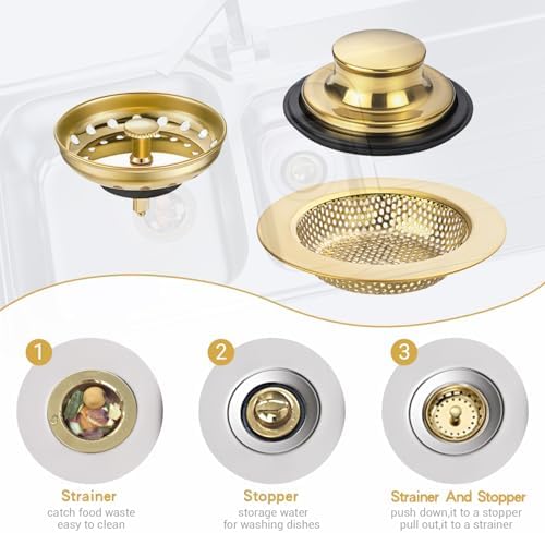 RQYEKDO Stainless Steel Kitchen Sink Drain Strainer Stopper