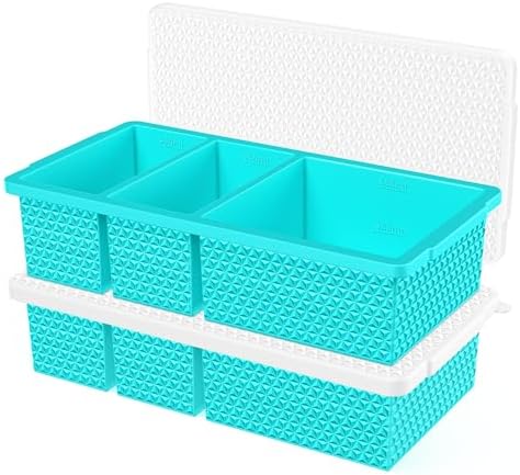 Silicone Freezer Trays with Lid (2-Pack), 1-Cup & 2-Cup Silicone
