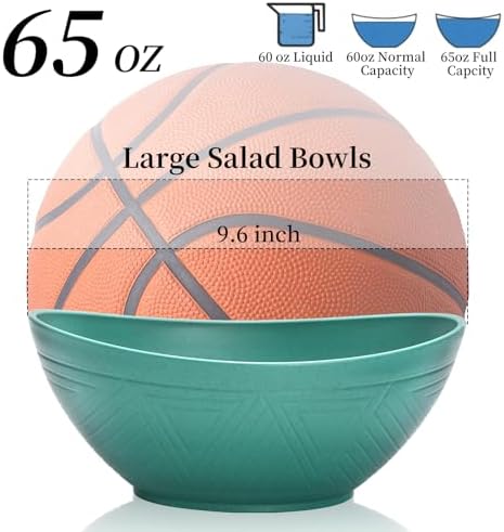 WRINGKIT Set of 6 Wheat Straw Salad Bowls Large, 65 Oz