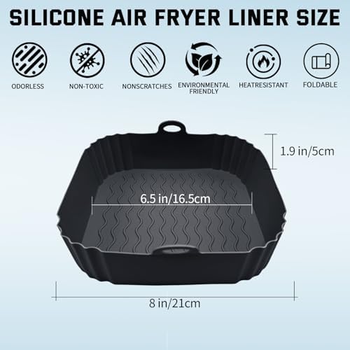 2 Pack Air Fryer Liners,8 Inch Silicone Airfryer Liners,Air Fryer