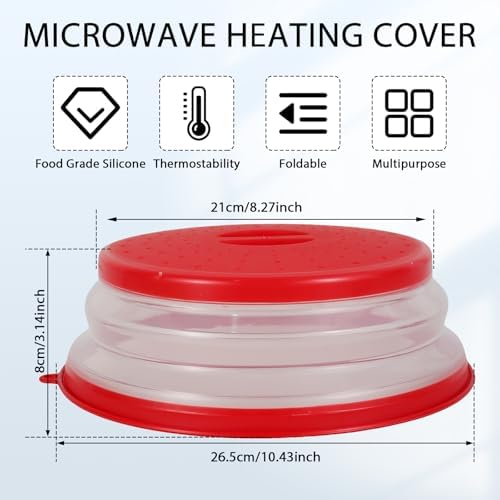 2Pc 5 in 1,Microwave Splatter Cover for Food,Collapsible & Vented