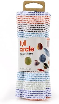 Full Circle Tidy 100% Organic Cotton Dish Cloths, Kitchen Towels