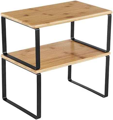SONGMICS Cabinet Organizer Shelf, Set of 2 Spice Rack, Kitchen Storage