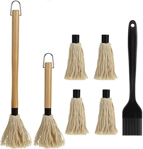Basting Mops Brush Set for BBQ Grilling 15.5" & 11.2" - Detachable