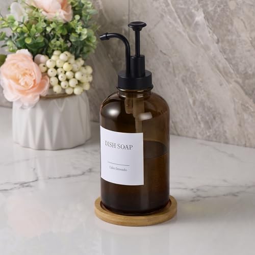 Glass Soap Dispenser Set, 500ml, Amber