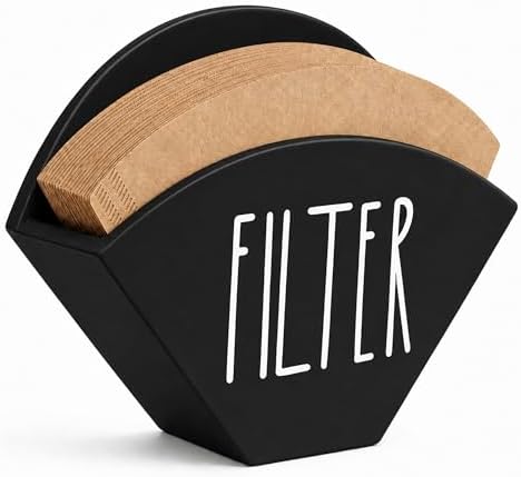 Wood Coffee Filter Holder, Farmhouse Cone Filter Storage Organizer