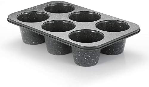 Monfish Jumbo Deep Muffin pan 6 cup large cupcake pan gray granite