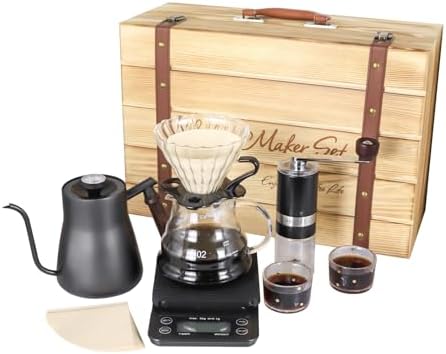 SOTECH Pour Over Coffee Maker Set, 2 Cup, Wooden Suitcase