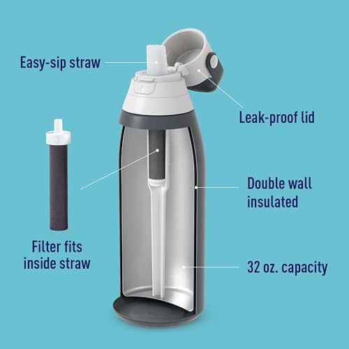 Brita Stainless Steel Premium Filtering Water Bottle, BPA-Free