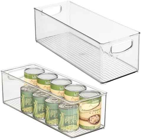 iDesign Plastic Stackable Pantry Bin with Handles, Set of 2, Clear