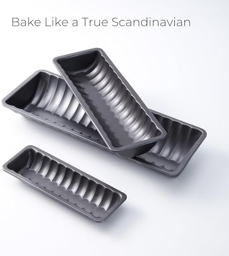 Scandinavian Almond Cake Pan with Recipe, 3-Pack Carbon Steel Set